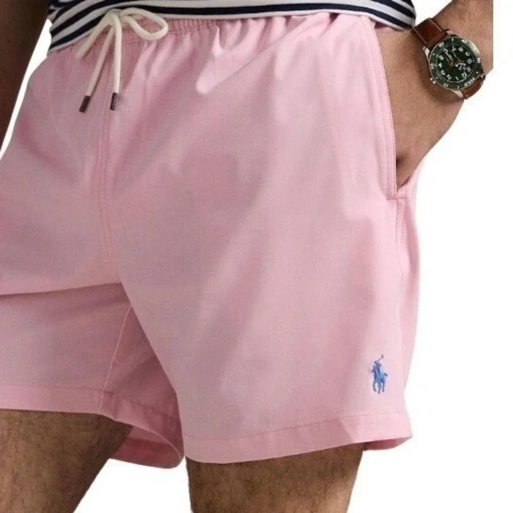 Polo Ralph‎ Lauren Mens 3XLT Pastel Pink Swim Trunks Board Shorts Blue Pony NWT